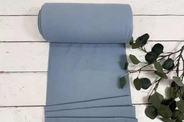 feingerippter Bündchen Stoff als Schlauchware in Uni Farbe jeansblau