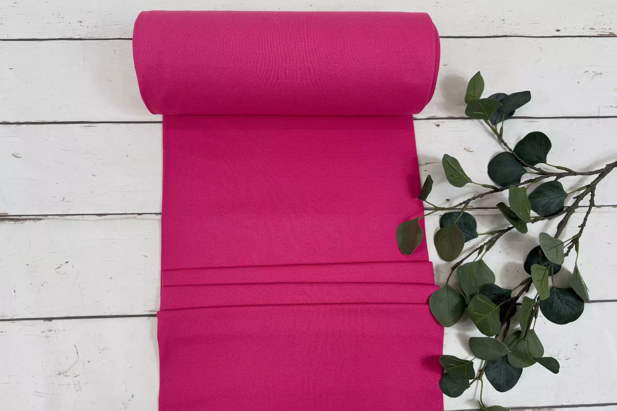 feingerippter Bündchen Stoff als Schlauchware in Uni Farbe pink