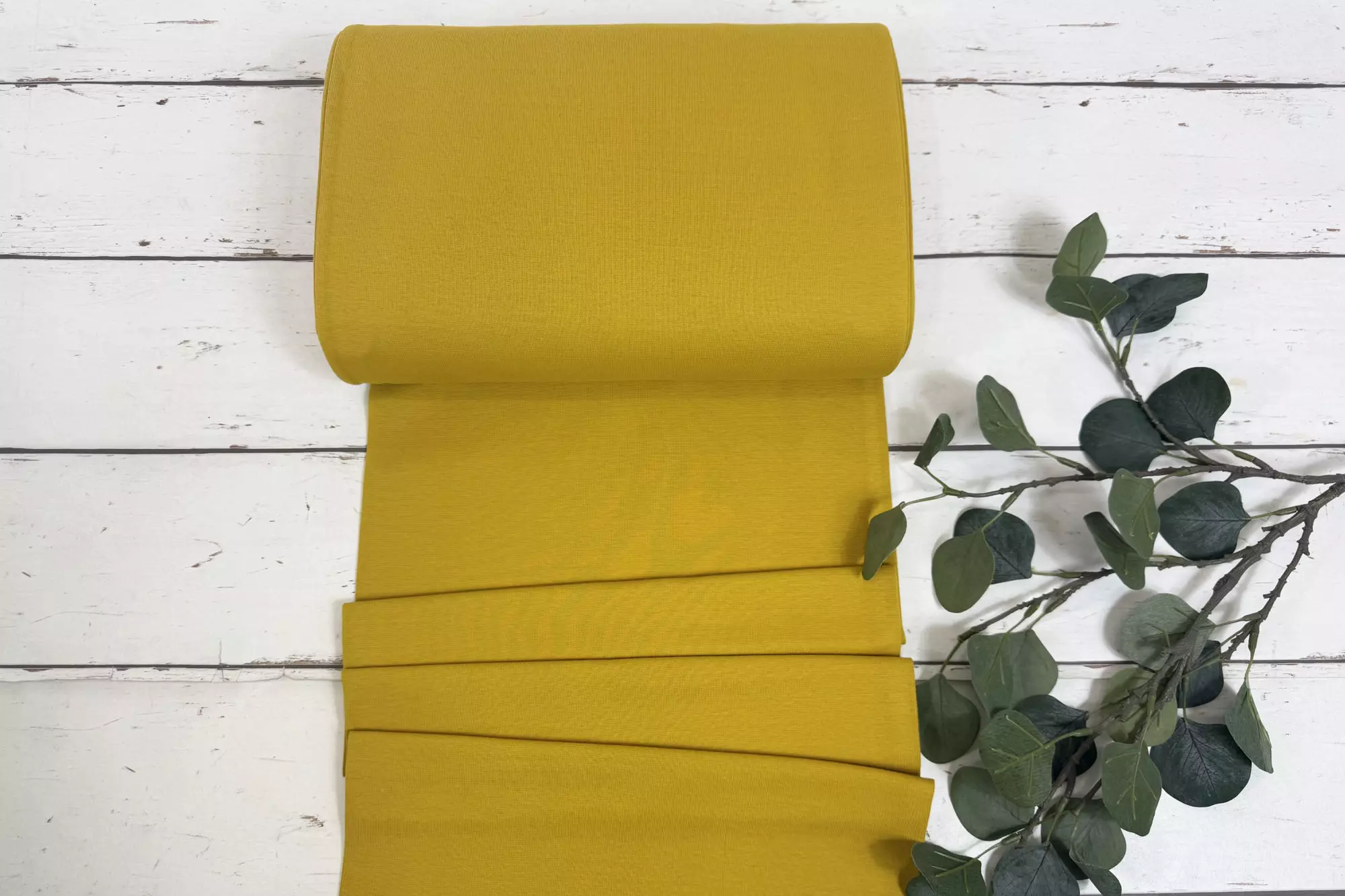 Bündchen Stoff - Uni senfgelb - 35cm Schlauchware Öko-Tex-100