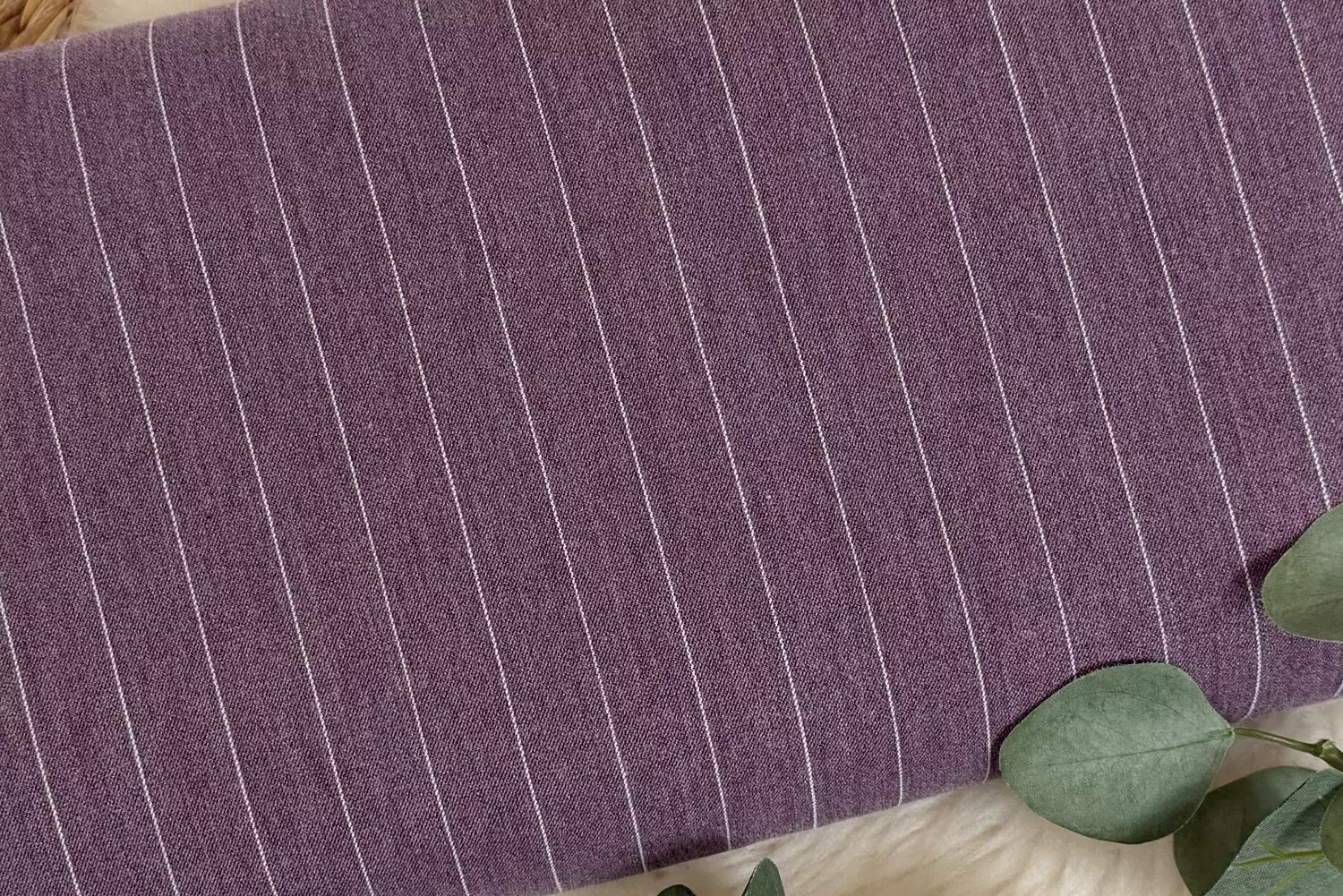 Hosenstoff Anzugstoff Stretch Nadelstreifen aubergine, olivgrün meliert - Ökotex Class 2 – Bild 5